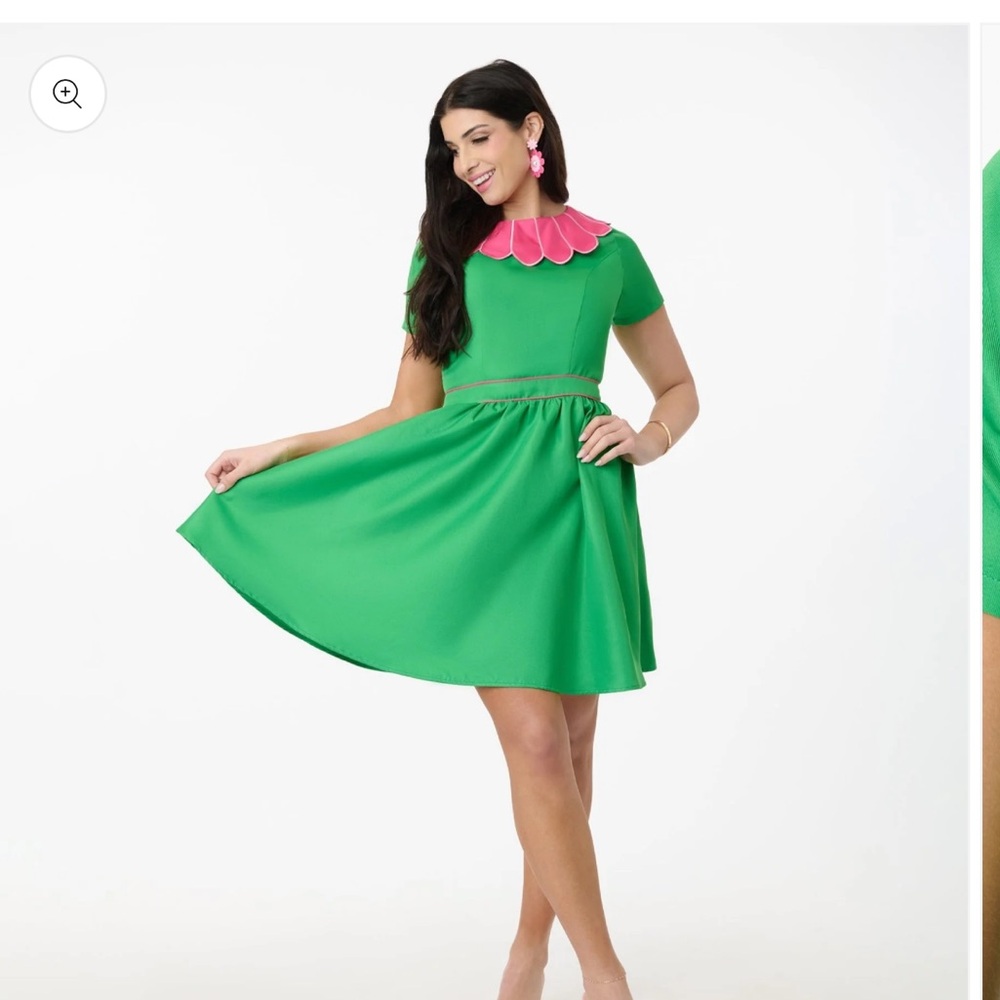 NWT Smak Parlour green and pink dress sz M